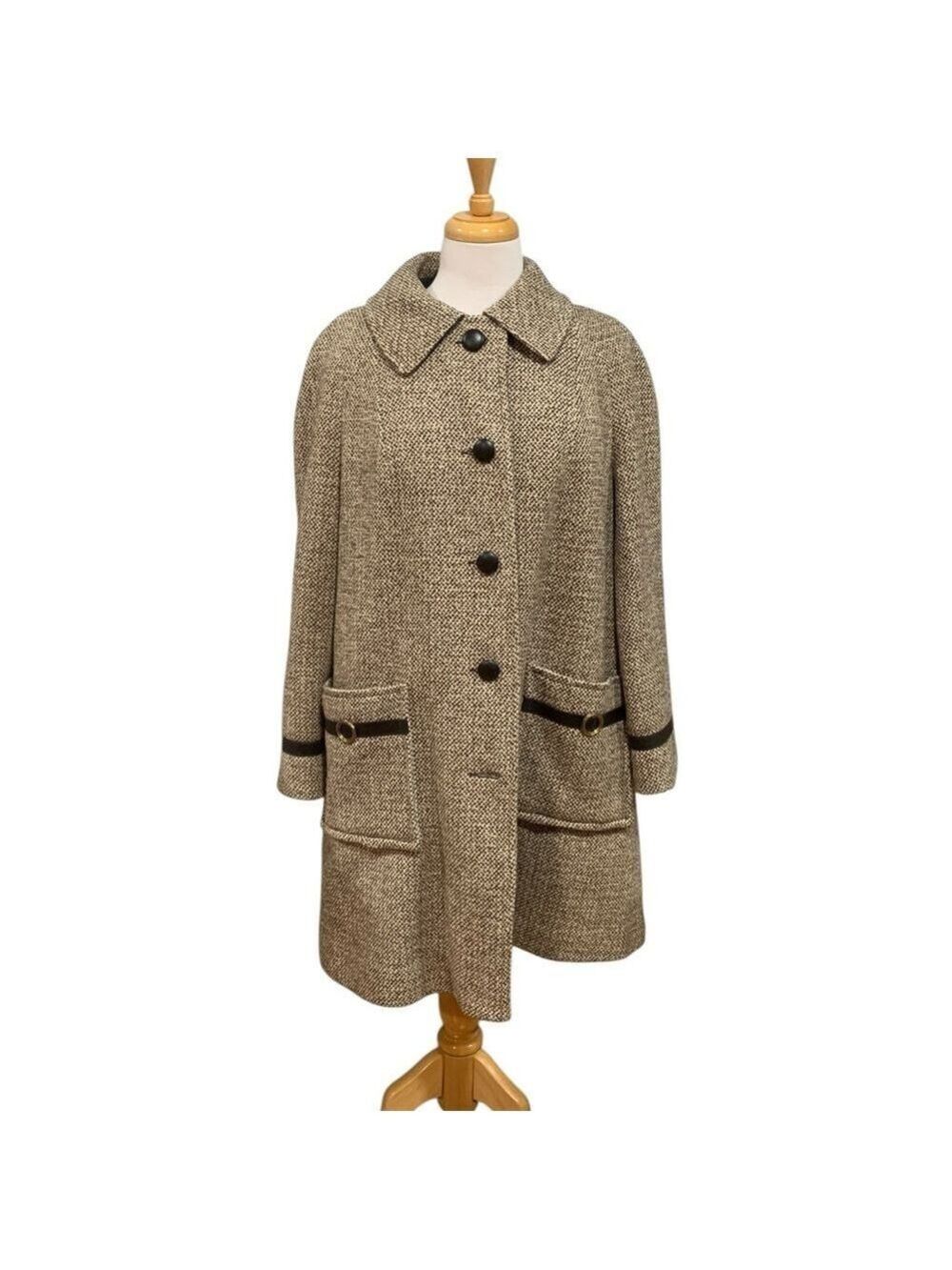 Vntg Country Pacer lined tweed coat with pockets size 14/16